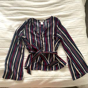 Size US M, Cute stripe work blouse!